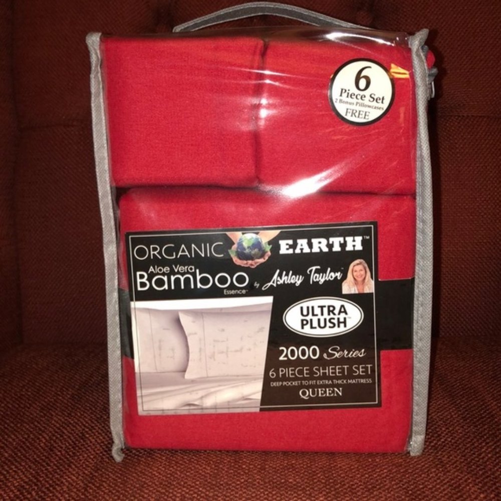 Bamboo Sheets 6 piece set Queen Red